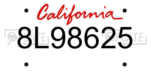 8L98625 California License Plate