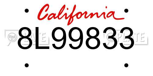 8L99833 California License Plate