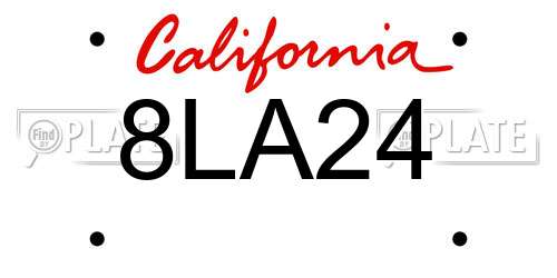 8LA24 California License Plate