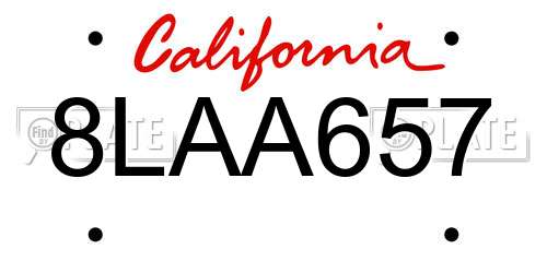 8LAA657 California License Plate