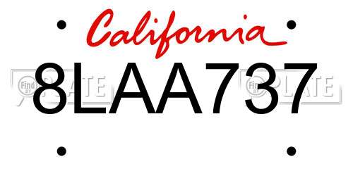 8LAA737 California License Plate