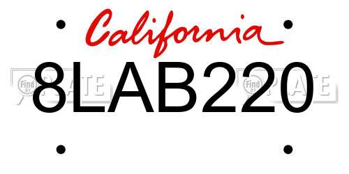 8LAB220 California License Plate