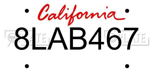 8LAB467 California License Plate
