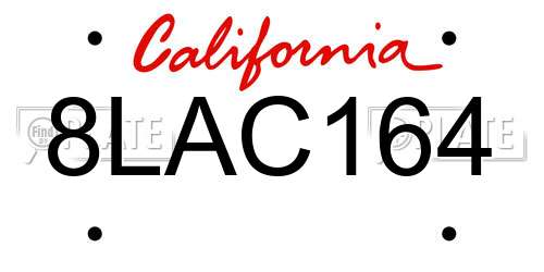 8LAC164 California License Plate