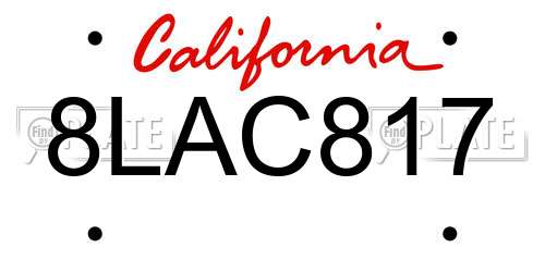 8LAC817 California License Plate