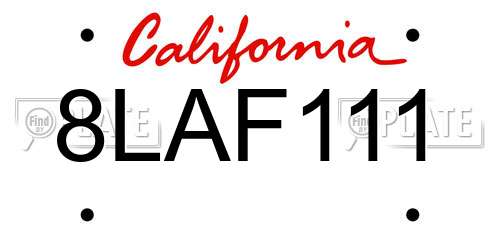 8LAF111 California License Plate