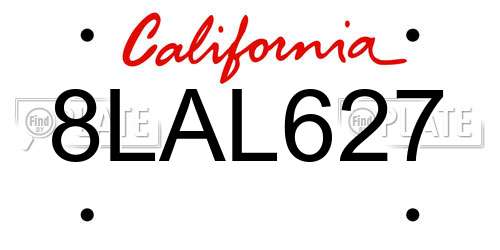 8LAL627 California License Plate