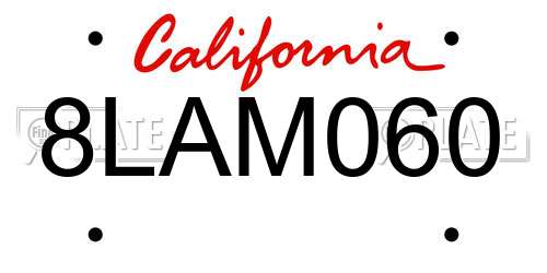 8LAM060 California License Plate