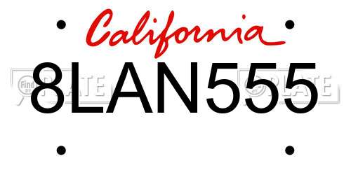 8LAN555 California License Plate