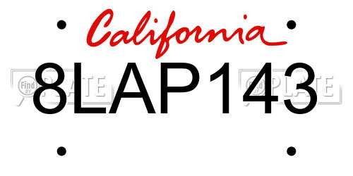 8LAP143 California License Plate