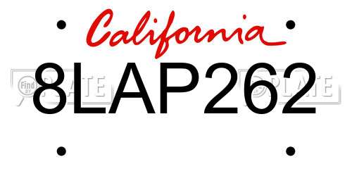 8LAP262 California License Plate
