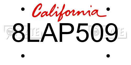 8LAP509 California License Plate