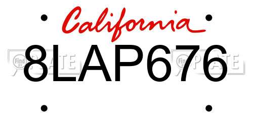 8LAP676 California License Plate