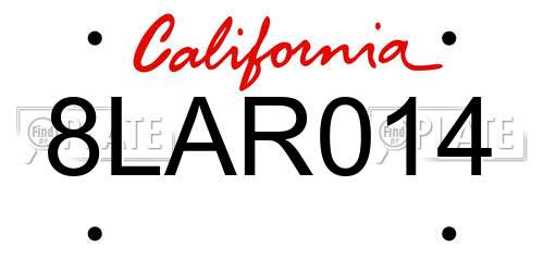 8LAR014 California License Plate