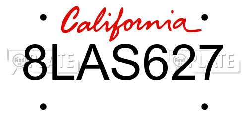 8LAS627 California License Plate