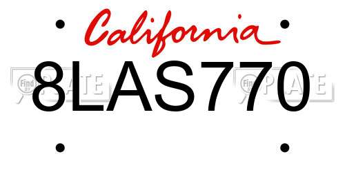 8LAS770 California License Plate
