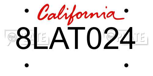 8LAT024 California License Plate