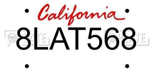 8LAT568 California License Plate