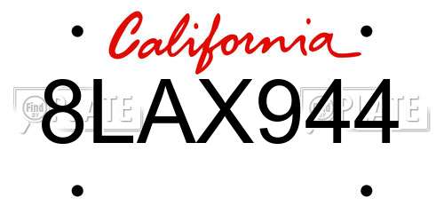 8LAX944 license plate in CA state