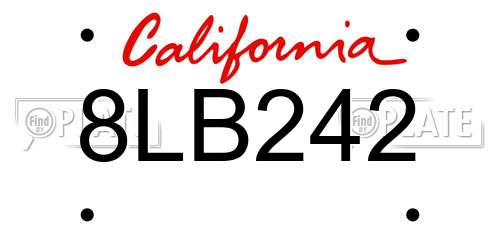 8LB242 California License Plate
