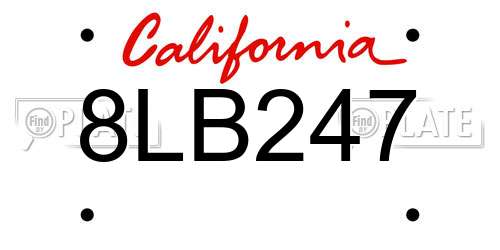 8LB247 California License Plate