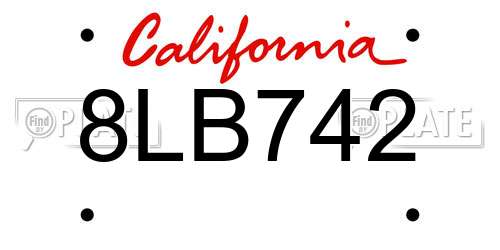8LB742 California License Plate