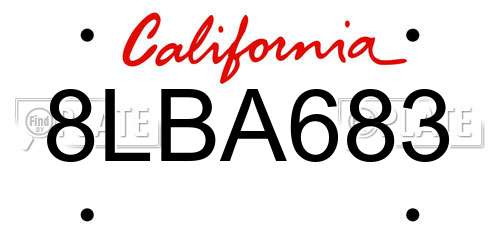8LBA683 California License Plate