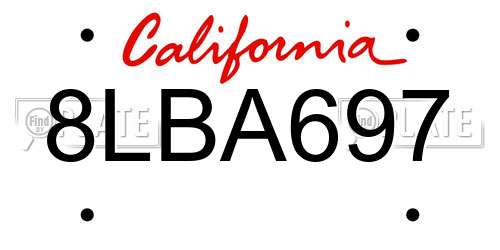 8LBA697 California License Plate
