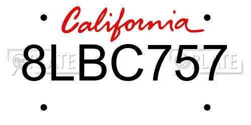 8LBC757 California License Plate
