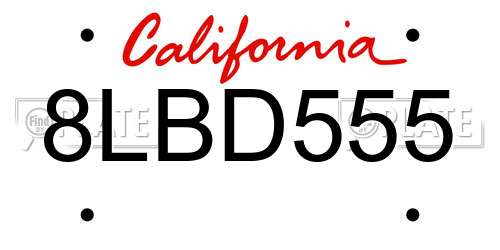 8LBD555 California License Plate