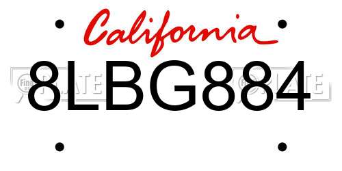 8LBG884 California License Plate