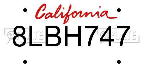 8LBH747 California License Plate