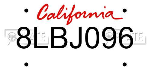 8LBJ096 California License Plate