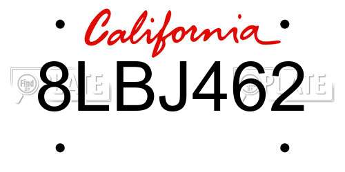 8LBJ462 California License Plate