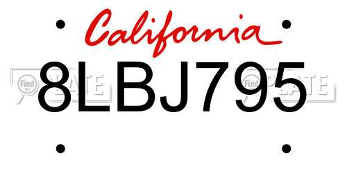 8LBJ795 California License Plate