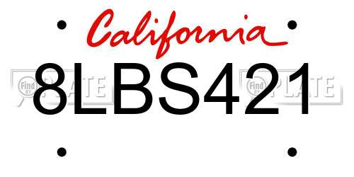 8LBS421 California License Plate