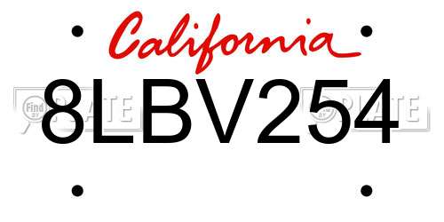 8LBV254 California License Plate