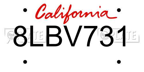 8LBV731 California License Plate
