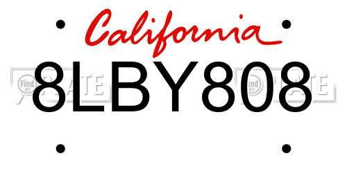 8LBY808 California License Plate