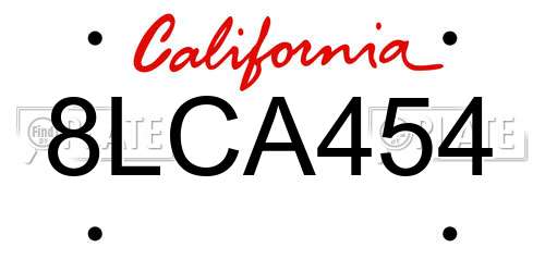 8LCA454 California License Plate