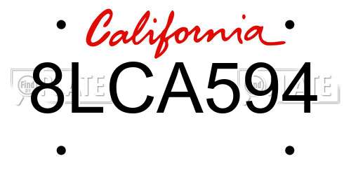 8LCA594 California License Plate