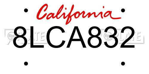 8LCA832 California License Plate