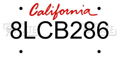 8LCB286 California License Plate