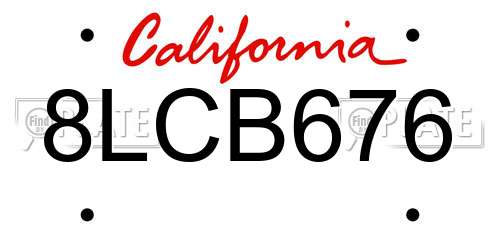 8LCB676 California License Plate