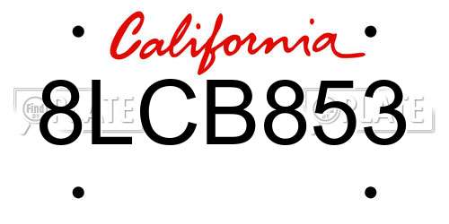 8LCB853 California License Plate