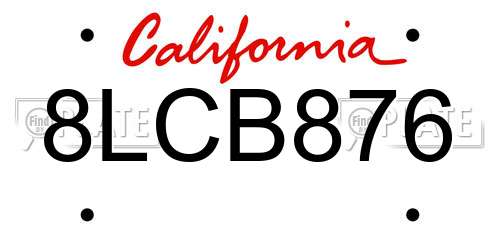8LCB876 California License Plate