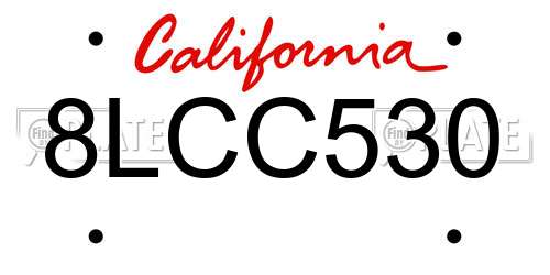 8LCC530 California License Plate