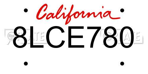 8LCE780 California License Plate