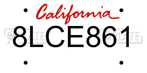8LCE861 California License Plate