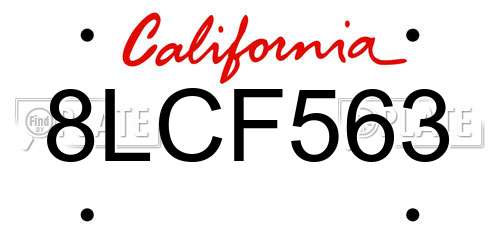 8LCF563 California License Plate